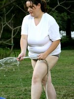gorgeous bbw hottie washing her car